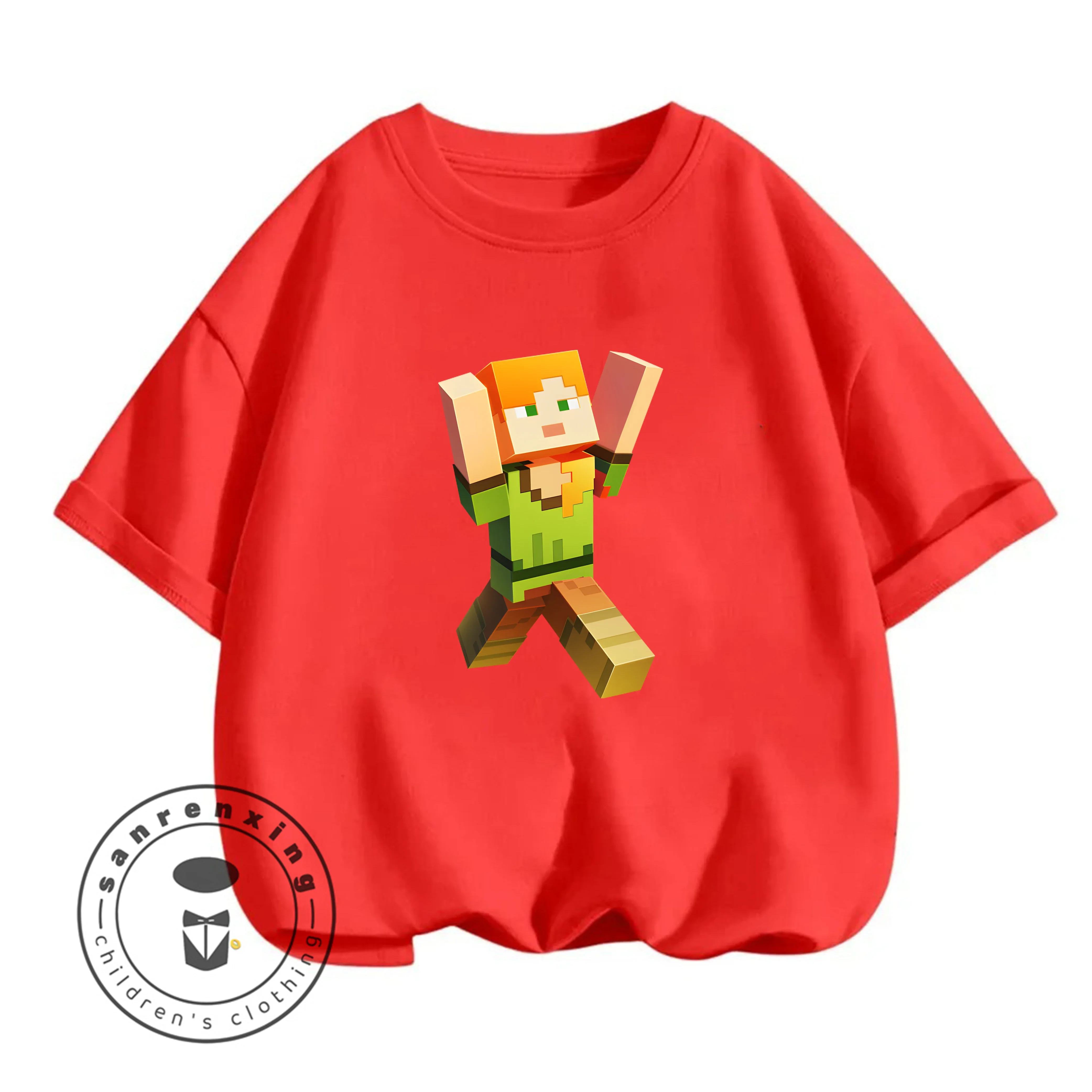 2026 Hot Sale 3D Minecraft Short Sleeve Hoodie Fashion Kids Cartoon ...