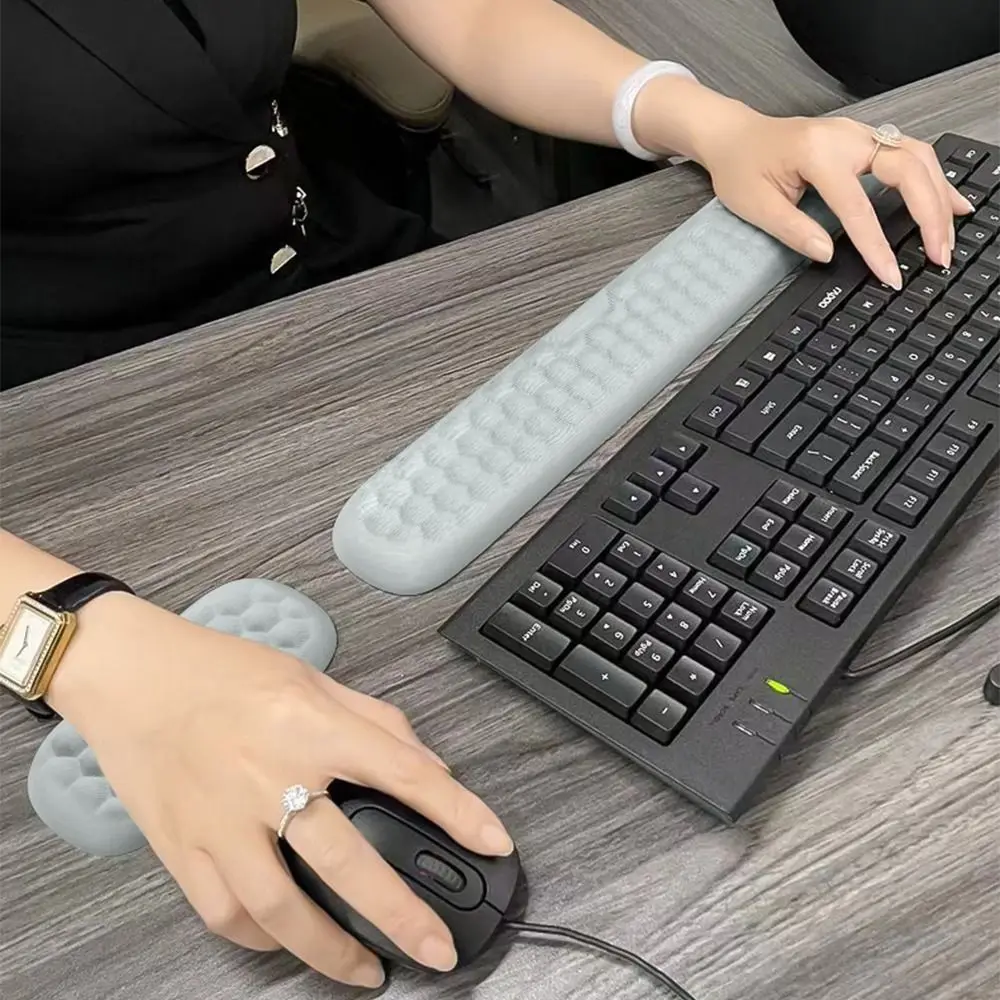2Pcs/Set Slow Rebound Mouse Wrist Support Pad Wrist Rest PU Non-Slip Base Wristband Mouse Mat Comfort Waterproof