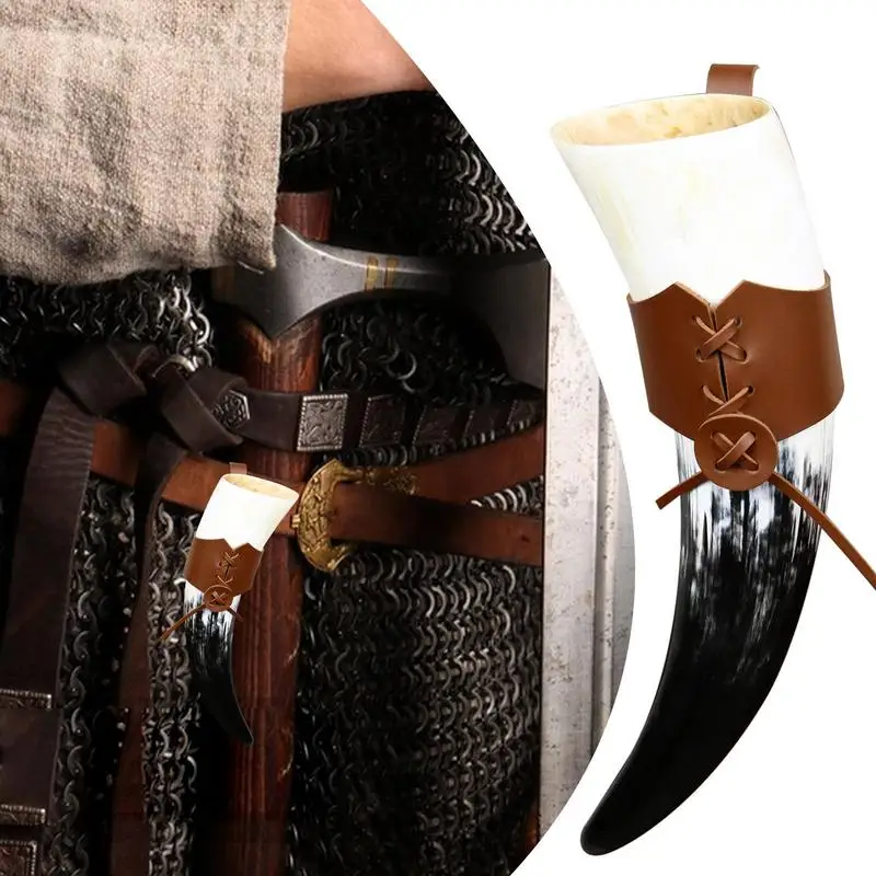 

Drink Sleeve PU Leather Retro Insulated Drink Holder Portable Drinking Sleeve with Belt Attachment Cosplay Props for Theatre