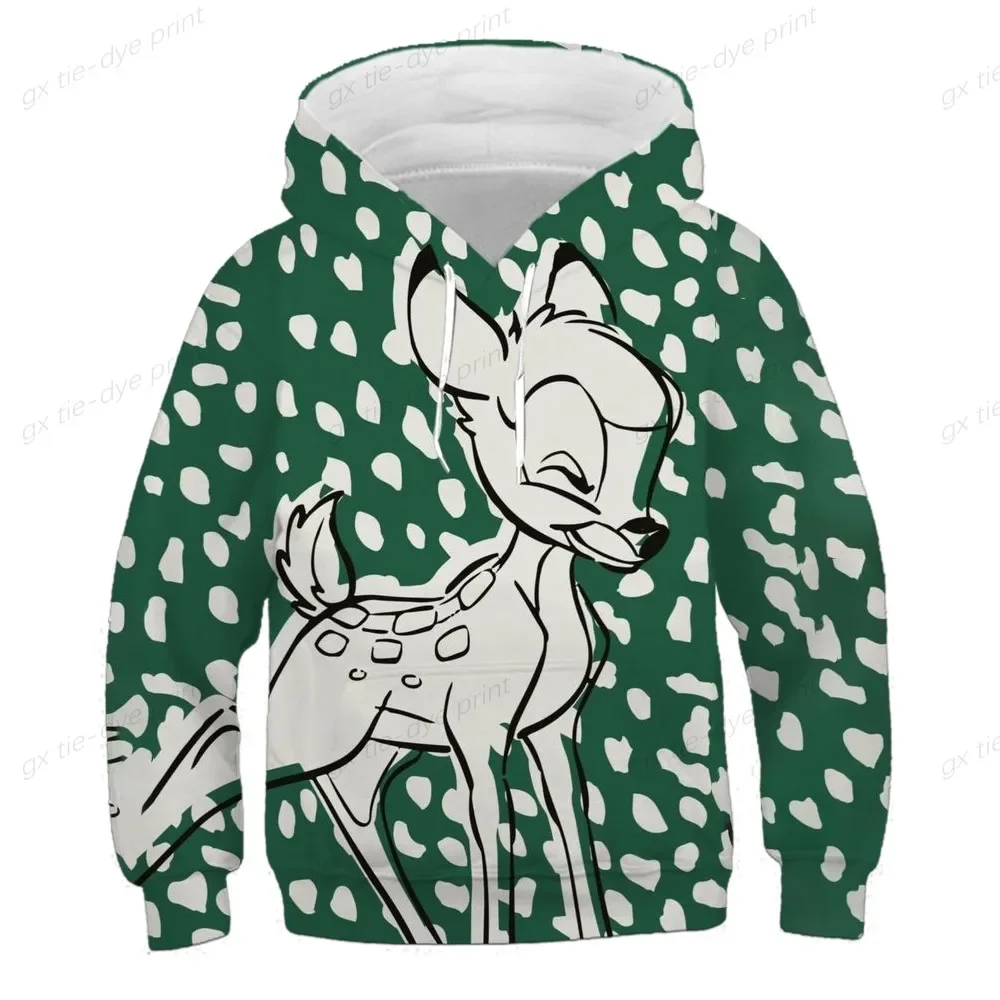 Children\'s Cute Deer Bambi Disney Cartoon Hoodie Boys And Girls Cotton Sweatshirt Children\'s Top Baby Jumper 2-16 Years Old