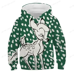 Children's Cute Deer Bambi Disney Cartoon Hoodie Boys And Girls Cotton Sweatshirt Children's Top Baby Jumper 2-16 Years Old