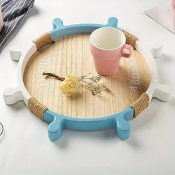 Mediterranean Wooden Rudder Tray Storage Ocean Style Home Decor Ins Simple Fruit Tea Cup