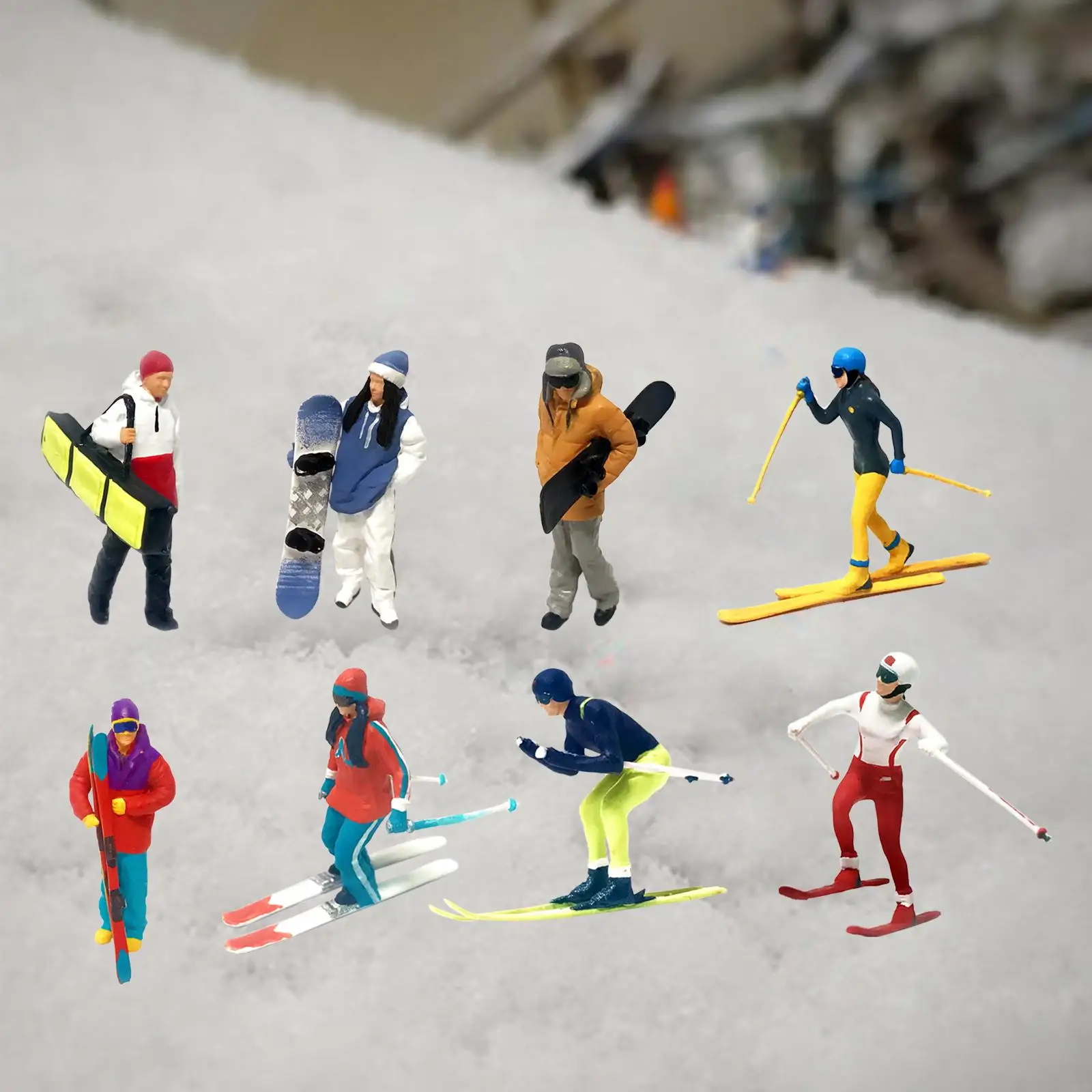 Figurines Miniatures de Ski pour Enfant, Fournitures de Décoration de Scène de Table, Jouets, 1/64