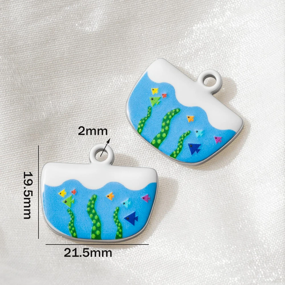 5 Stück Niedliche Handbemalte Emaille-Anhänger mit Schmetterling- und Sternmotiven aus Edelstahl für Frauen, DIY-Halsketten, Schmuckherstellung, Accessoires – Detail 8