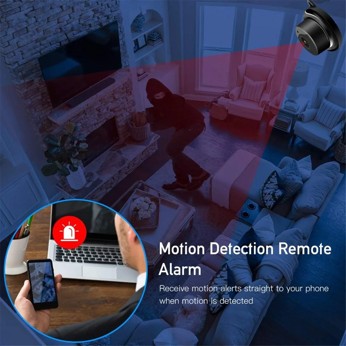 ABJZ WiFi Wireless Home Security Videocamera HD 1080P/Camera dome/Visione notturna/Camera IP domestica/Rilevazione movimento