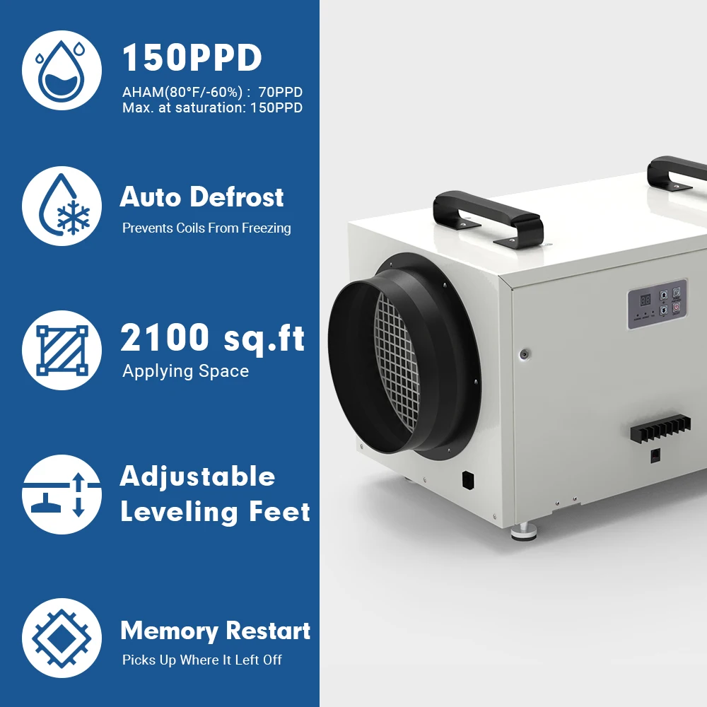 Factory Price Preair 115V R32 70 Pints Whole House Dehumidifiers for Home Ducted