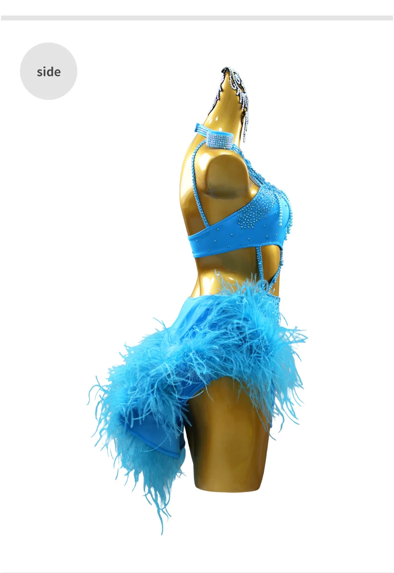 2026 Damen Lateinamerikanische Kleidung Mädchen Abendkleid Samba Bühnen-Tanzkostüm Cabaret Tanzbekleidung Wettbewerb Ballsaal Party Federanzug – Detail 9