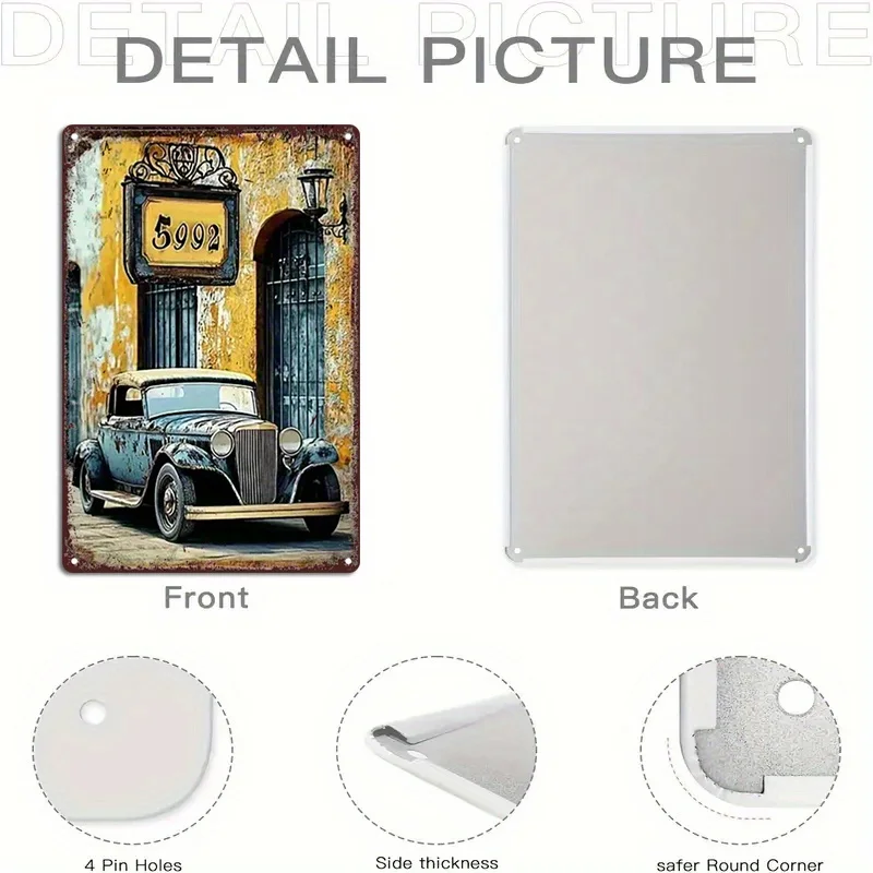 

1 шт. винтажная классическая черная автомобильная металлическая жестяная вывеска, деревенское настенное искусство для дома, офиса, декора бара, алюминиевая металлическая вывеска, 7,87x11,81 дюйма