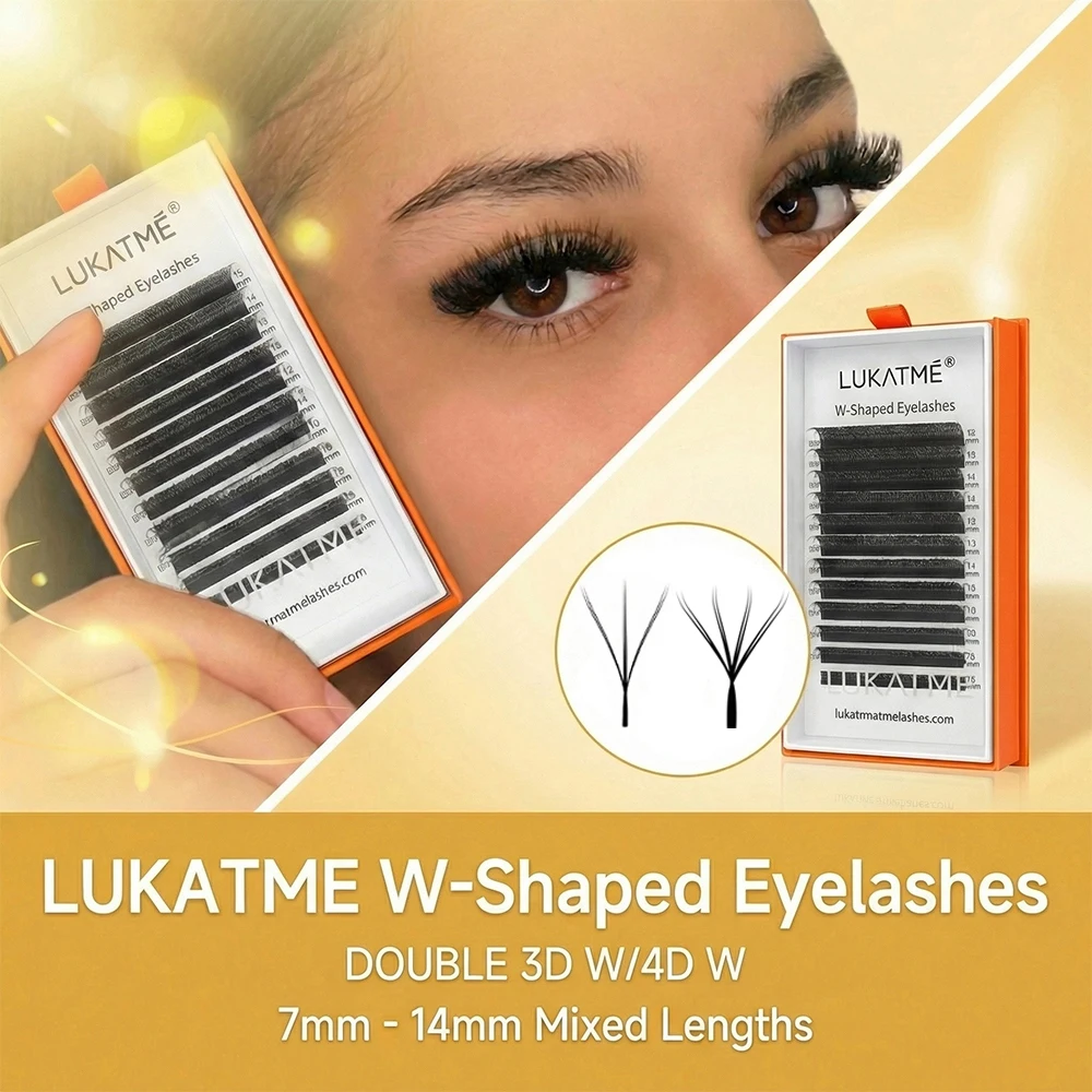 

LUKATME Double 3D 4D W Eyelash Extension Mega Volume BASF Faux Lashes 7-14mm 6D 8D W Shape Full Dense Lashes Double 3D 4D W