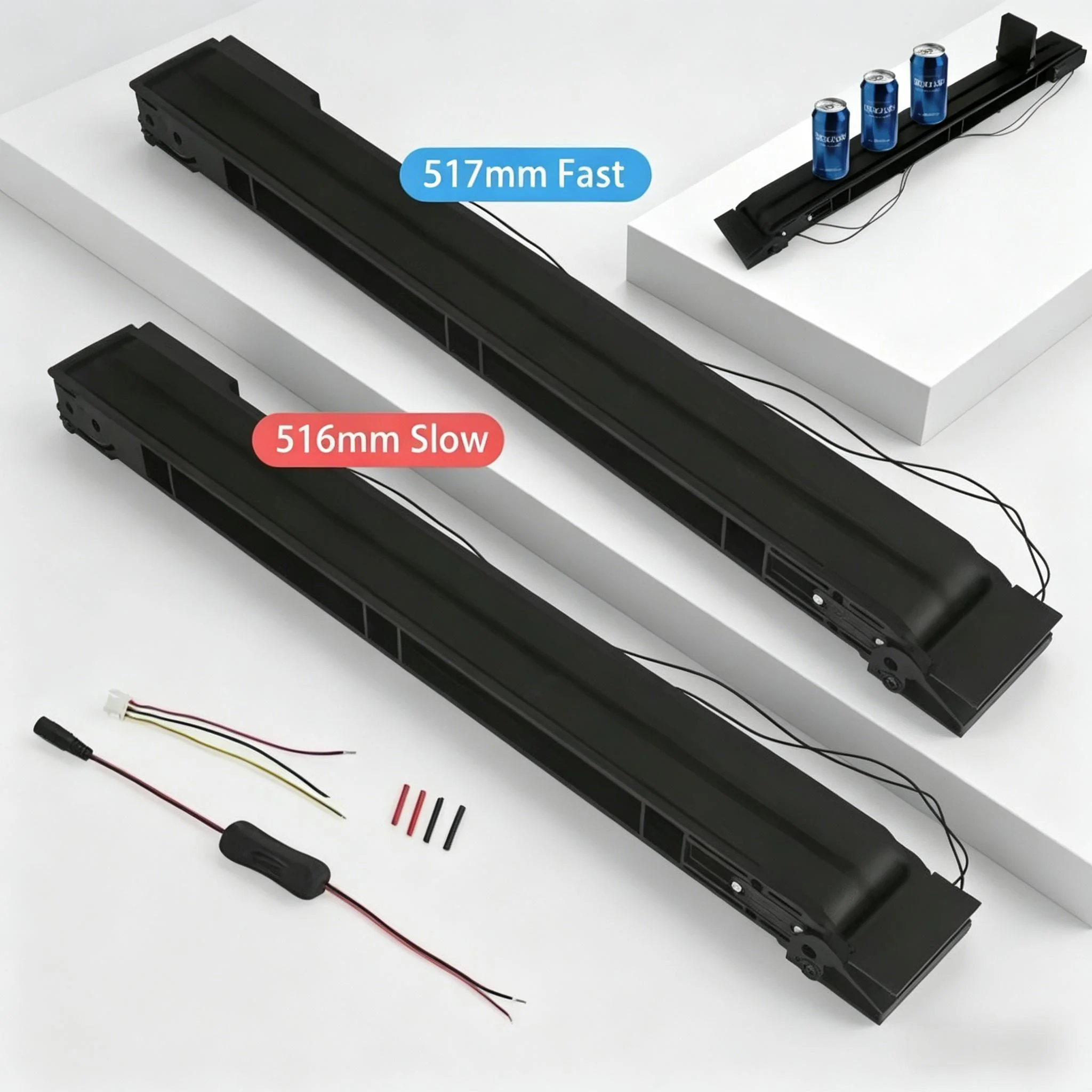

24V 516/517mm Crawler Conveyor Belt Fast Slow Automatic Freight Track Adjustable Speed Crawler Beverage Medicine Delivery