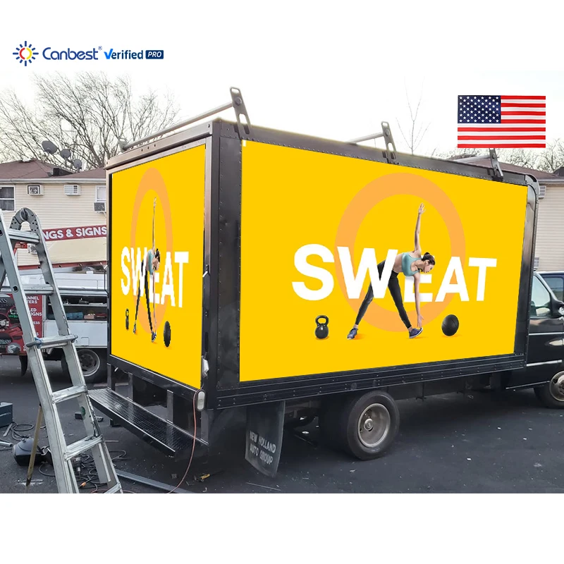 Canbest P4 4Mm 3840X1920Mm 12.59Ftx6.29Ft Mobile Advertising Truck Box Led Digital Billboard Display Screen in Usa