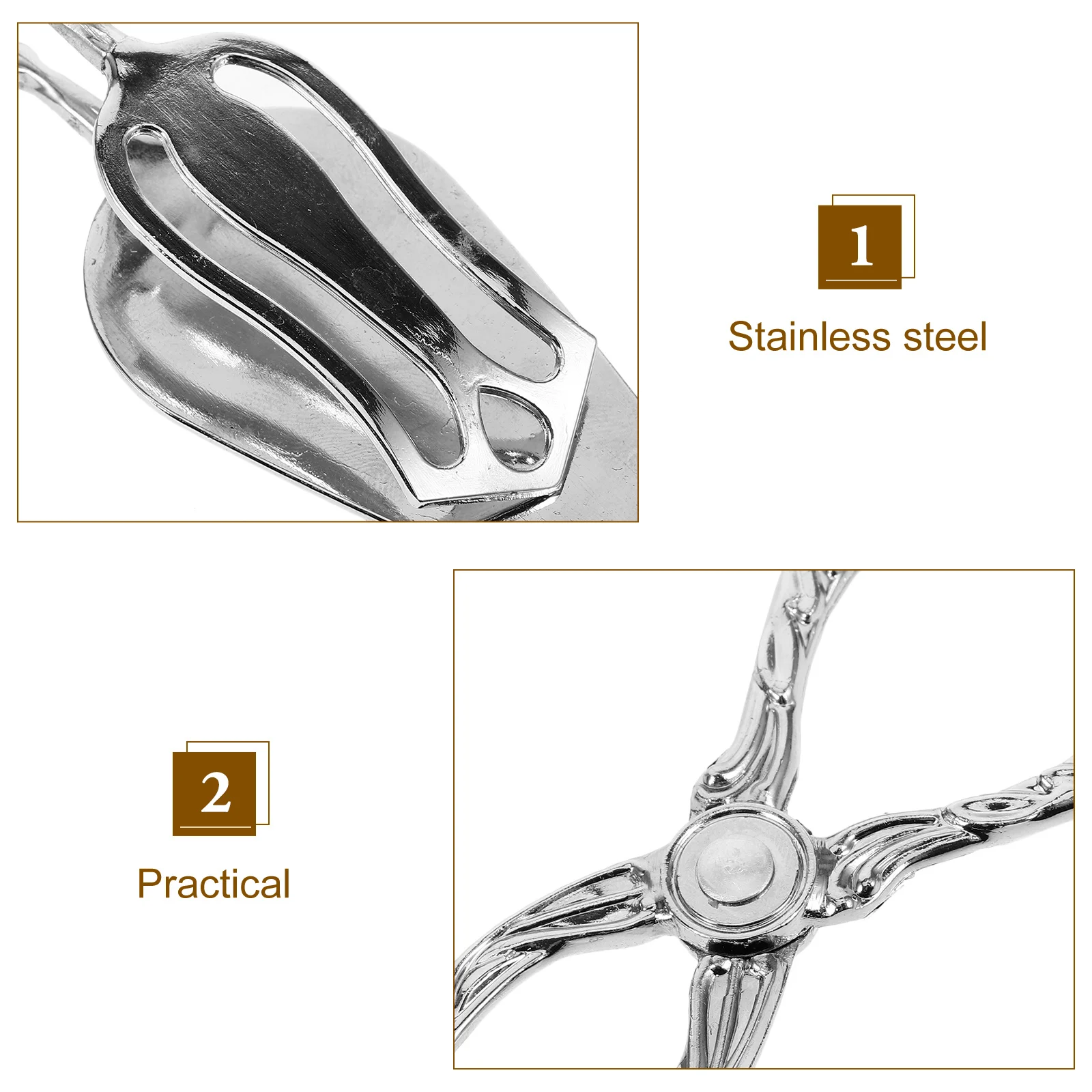 

European Vintage Style Food Tongs Stainless Steel Kitchen Cooking Tongs For Bbq Salad Meat Serving Grilling Tool Portable