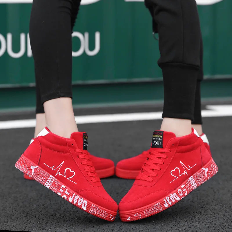 2024 Trend Korean Couple Casual Lover Color PU Breathable Sport Women Shoes Sneakers Flat Platform Plus Size 44 Ladies Trainers