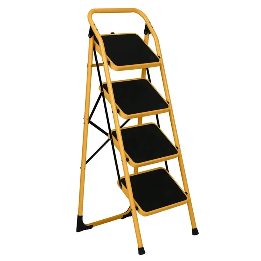 4-Trap Ladder, Lichtgewicht Opstapje, 330 Lb. Laadvermogen, Ijzer, Geel