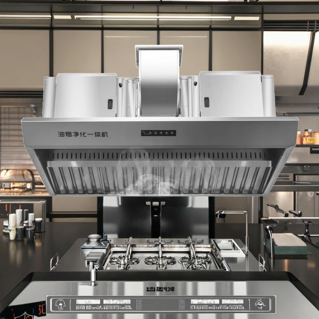 1.8M Commercial Kitchen Exhaust Emission Stainless Steel Range Hood With Esp Filter