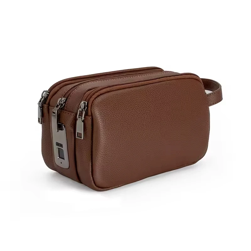2026 Fiplock Tech Enabled Soft Leather Litchi Grain Finish Smart Anti-Theft Pouch USB Charging Men's Business Briefcase