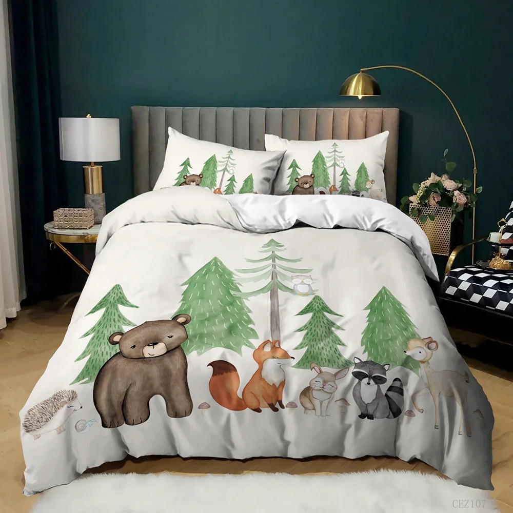 Imagem -05 - Animal Duvet Cover Conjunto Rainha Bonito Africano Animal Print Twin Bedding Conjunto Microfibra Colorido Selva Animais Zoo Party Quilt Cover