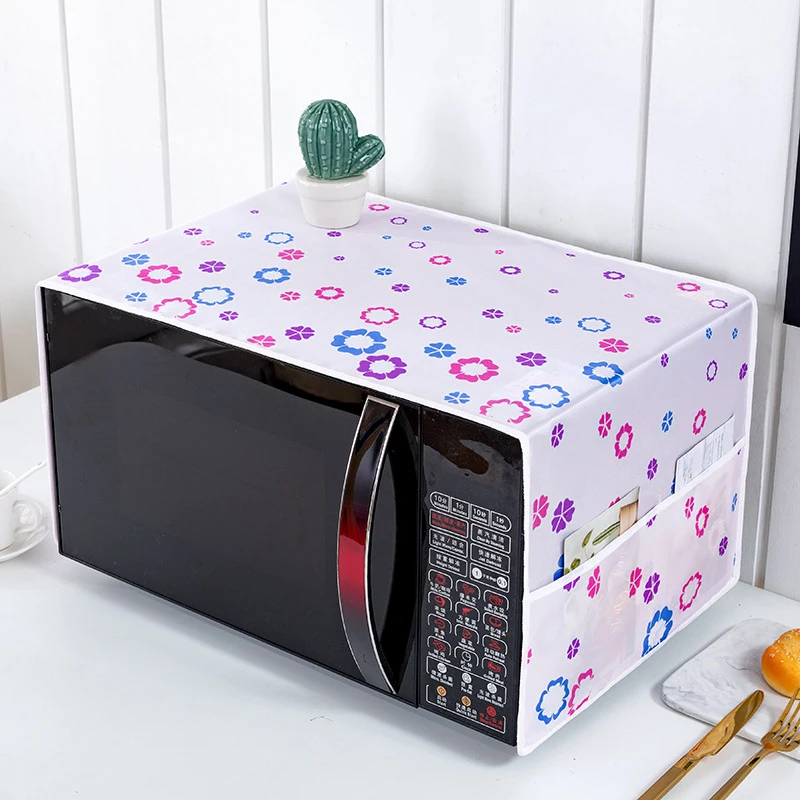 35*100cm Microwave Oven Dust Cover Dustproof Satin Storage Bag Dust Cloth Household Printed Cover Modern Top Cover Cloth