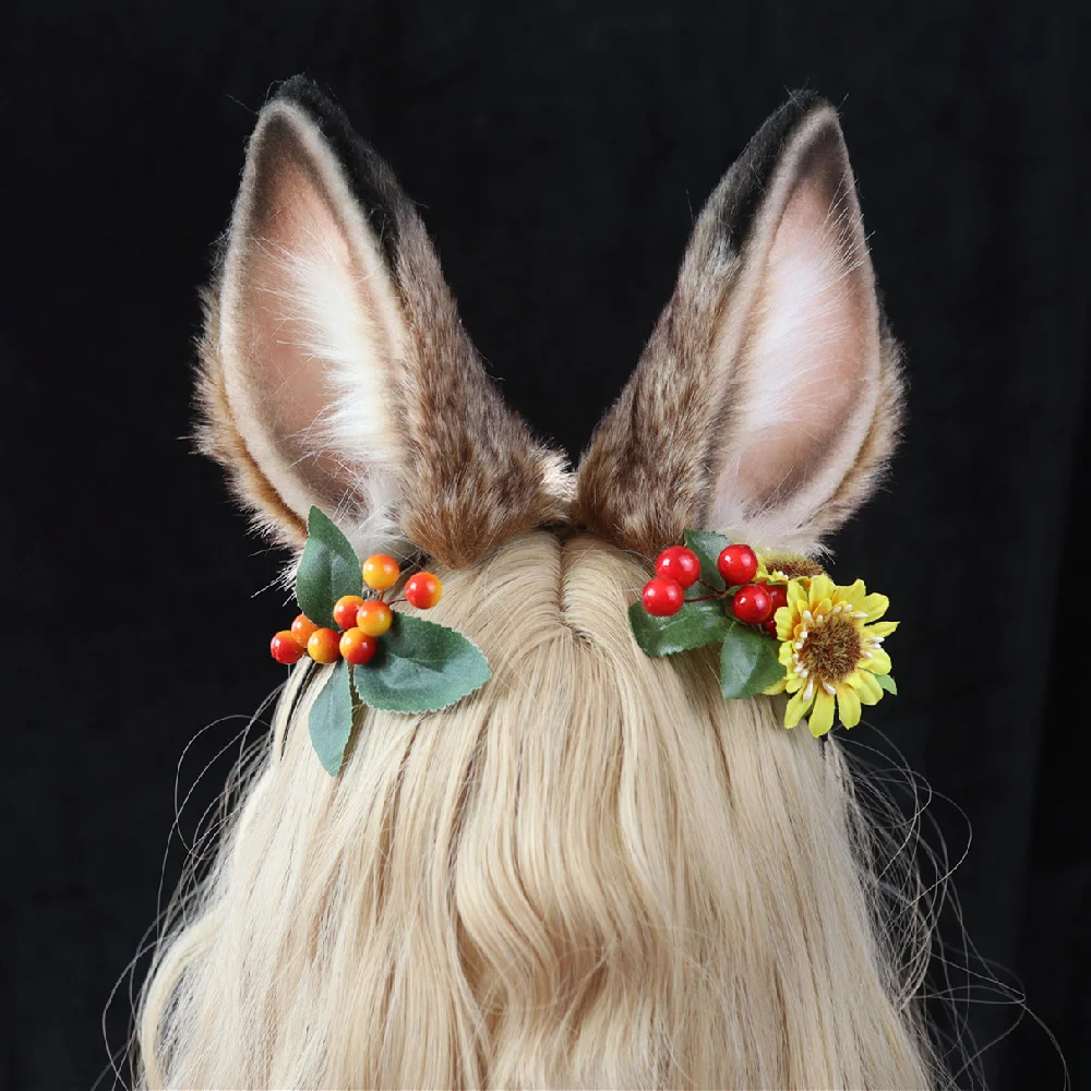 New Lepus Sinensis Cosplay Bunny Rabbit Ears Hairhoop Brown Headwear Cosplay Costume Accessories For Party Game Cosplay