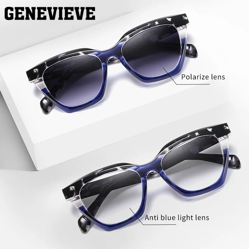 

GENEVIEVE New Fashion Design Photochromic Anti-blue Light Customizable Prescription Glasses Polarized Sunglasses S26111