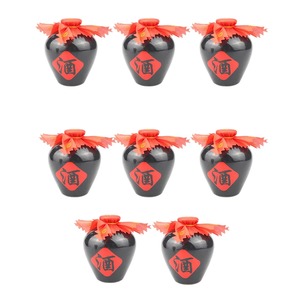 

8 Pcs Plastic Wine Jar Ornament Tiny Mini Kitchen Little Jars Small Miniature Accessories Cloth House Decor Man Adornment
