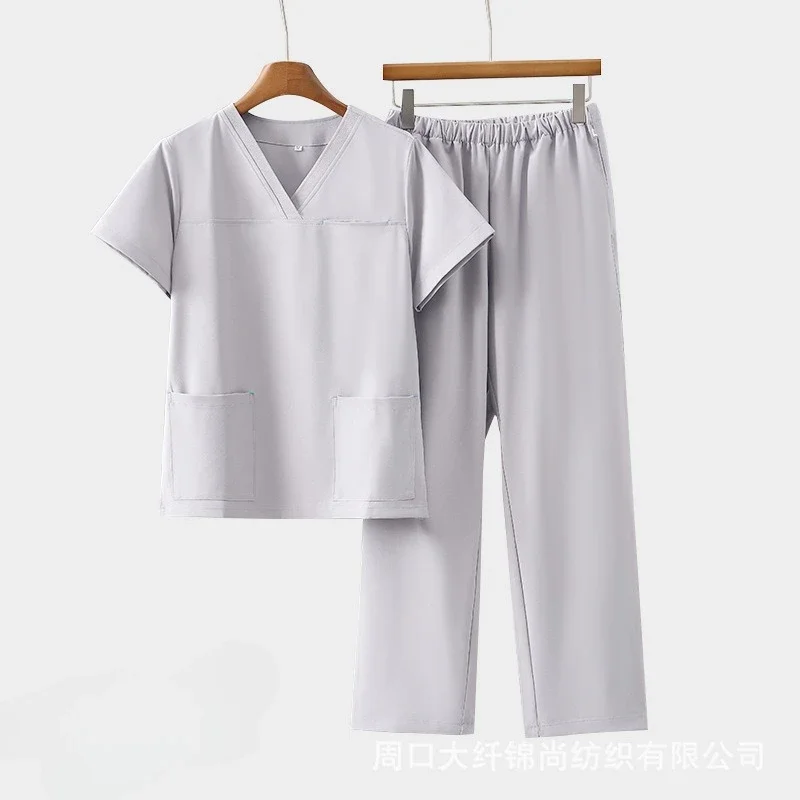 Elastic Ice Silk Quick-drying Workwear Set for Professionals Women's Summer Short-sleeve Black Scrub Suit