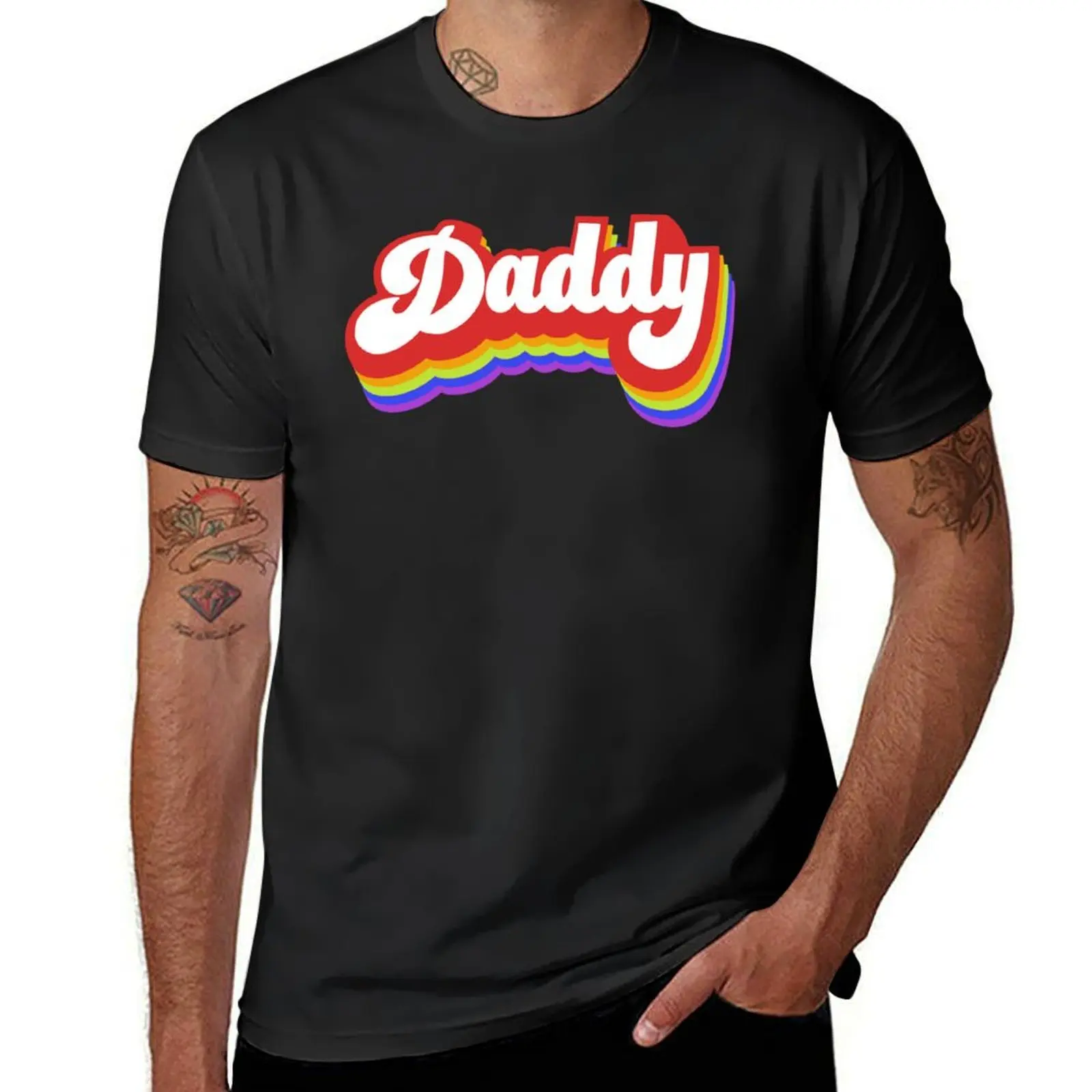 Rainbow Daddy Script T-Shirt blanks animal prinfor boys mens graphic t-shirts anime