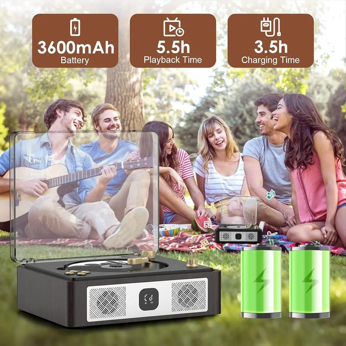 

(A26M) Настольный CD-плеер с Bluetooth для дома, встроенные динамики, перезаряжаемый, разъем для наушников, винтажный CD-плеер, белый