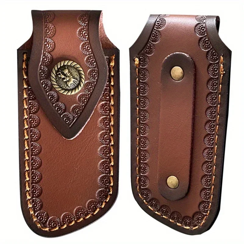 1PC Knife Cover Sheath Leather Outdoor Folding Knife Case Cover Pants Cowhide Knife Cover for Storage Portable Knife Sheath
