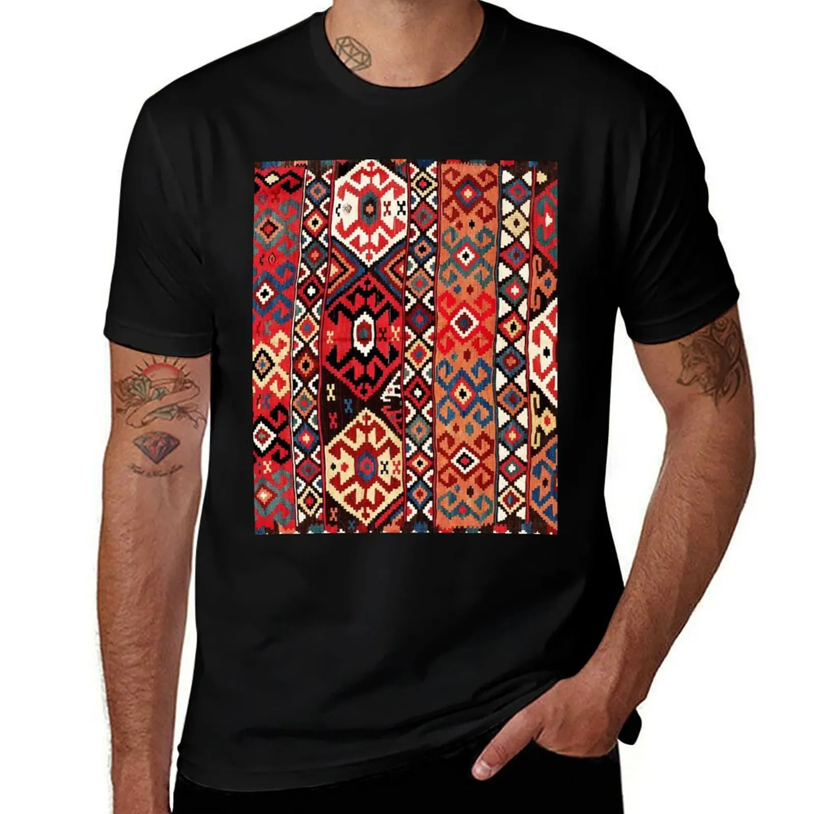 Azeri Azerbaijan South Caucasus Kilim Print T-Shirt heavyweights customizeds man clothes t shirts for men