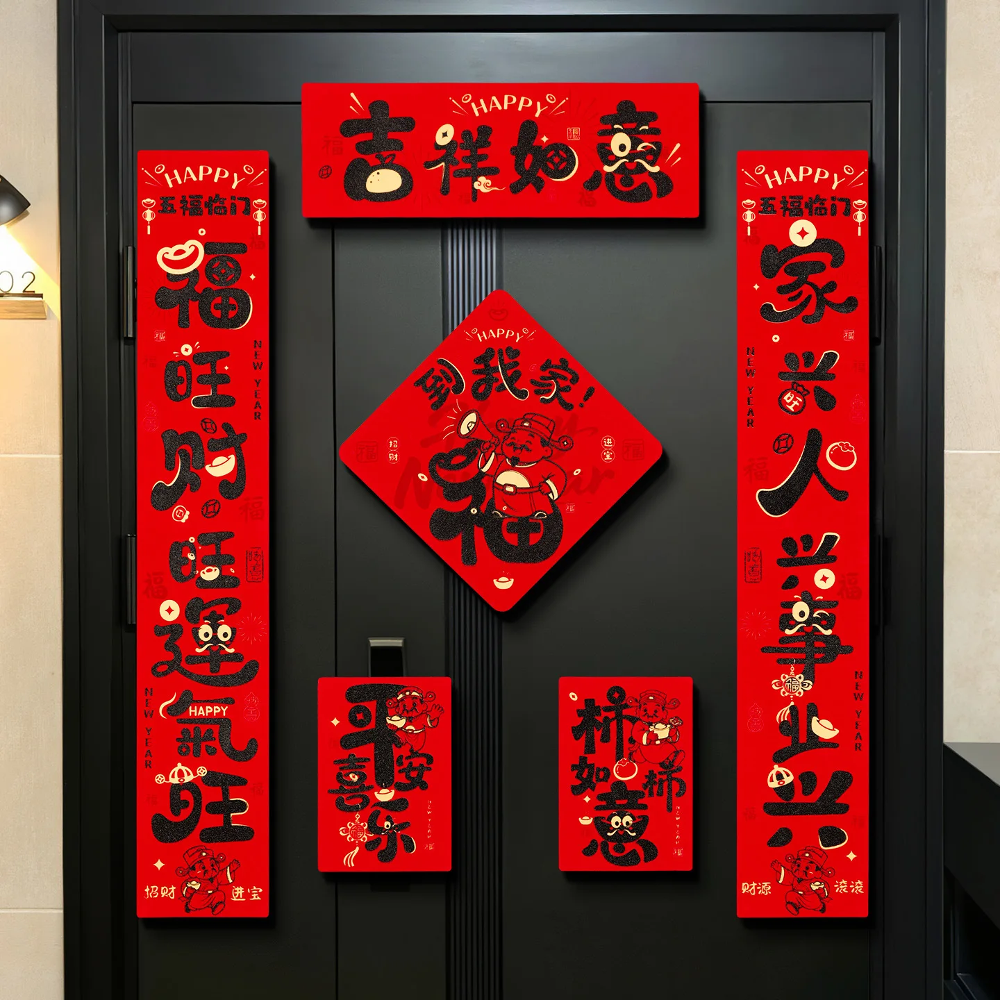 

New Year Couplets 2026 New Year of the Horse Plush Spring Couplets Spring Festival Blessing Door Stickers Decoration