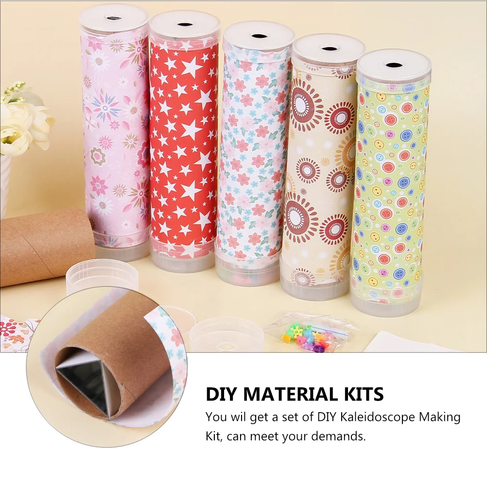 7 Pieces Kaleidoscope Material Pack DIY Tools Kits Kids Materials Children Handmade Package Toy Toys