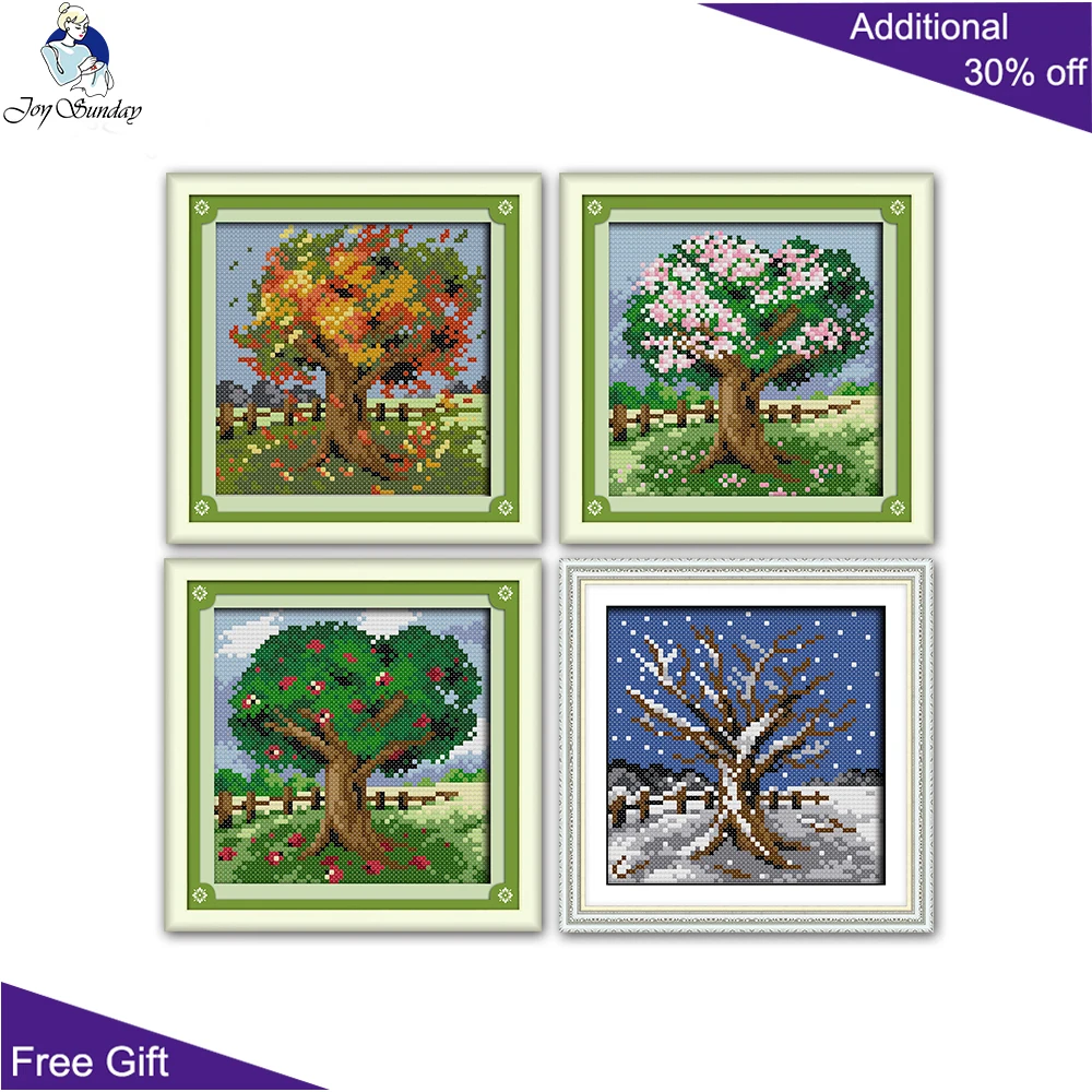 Joy sunday Four Seasons Trees Cross-Stitch Home Decoration F914 F915 F916 F917 needle arts & craft cross stitch Kits