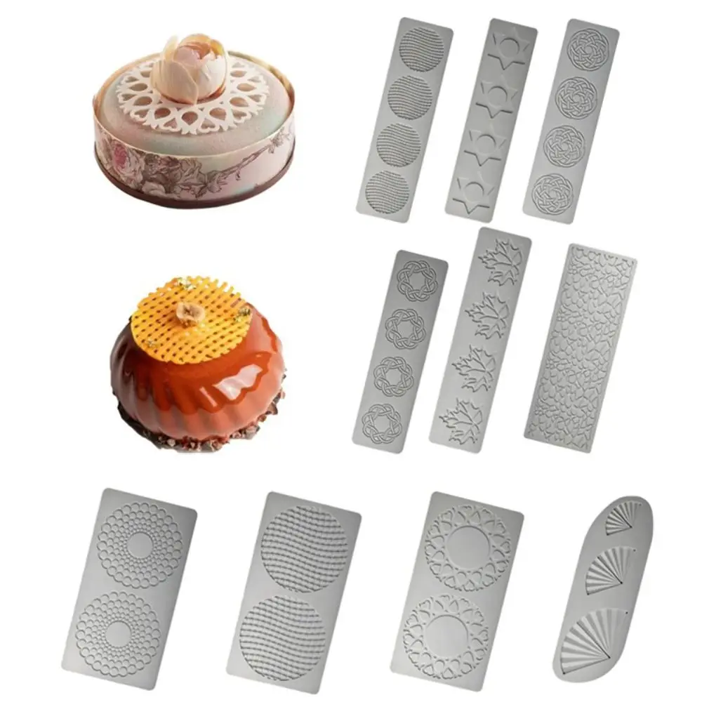 Geometric Line Texture Sugar Craft Silicone Pad Vegetable Disc Decoration Heat Resistant Chocolate Molds Leaf Pattern Design