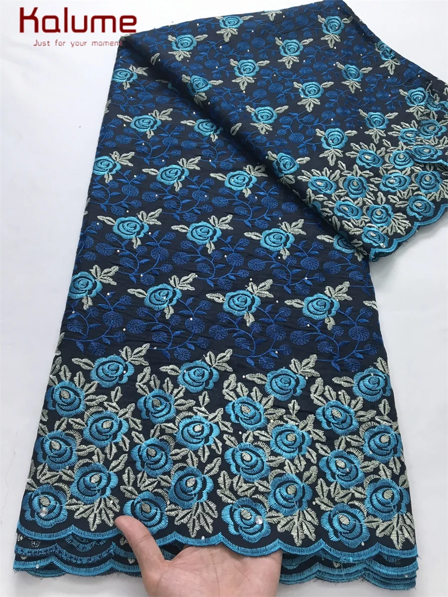 

Kalume African Swiss Voile Lace Fabric with Stones 2025 High Quality Nigerian Cotton Lace Fabric for Sewing Party Dresses F4106