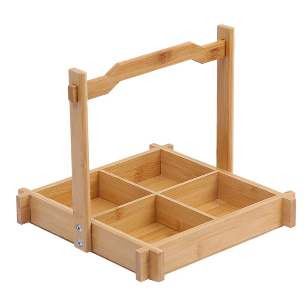 

1Pcs Sushi Serving Plate Wooden Divided Tray 4 Compartments Multipurpose Snack Dessert Food Plate for Home Restaurant