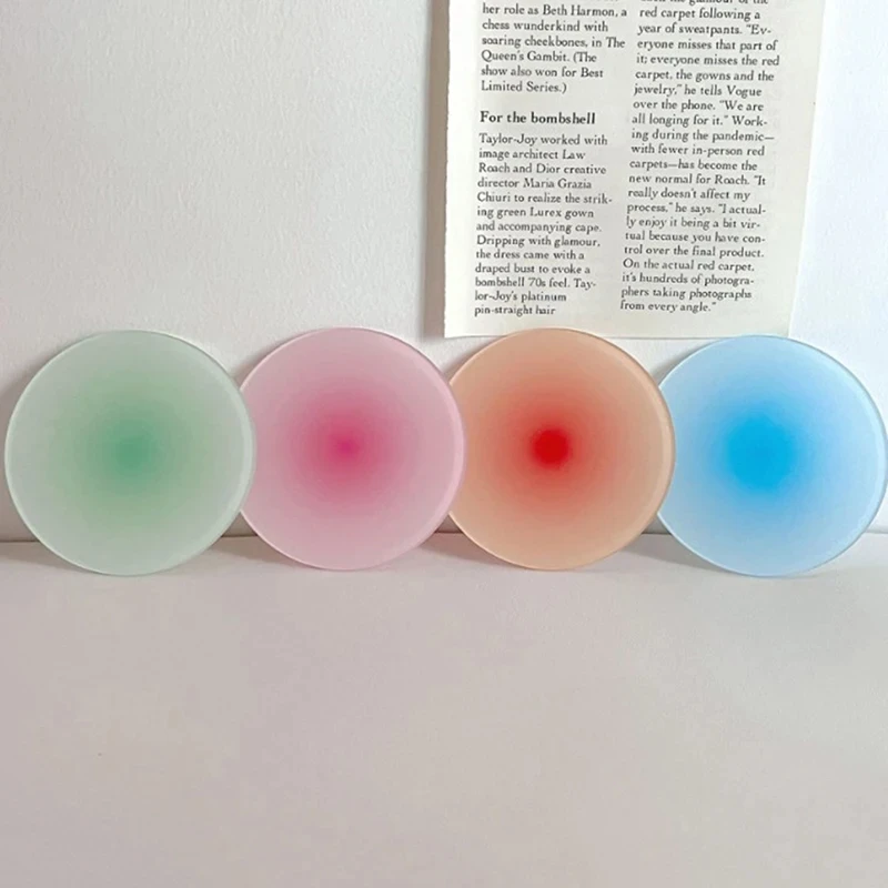 Ins Colour Gradient Acrylic Coaster Anti-slip Round Cup Pad Dining Table Placemat Cafe Decor Mug Mats