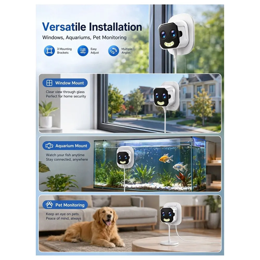 RISE-Mobile Compatible Dual Lens 10X ZOOM 10MP HD 5G WIFI Window Camera Night Vision Dual Stand Bidirectional Intercom US Plug