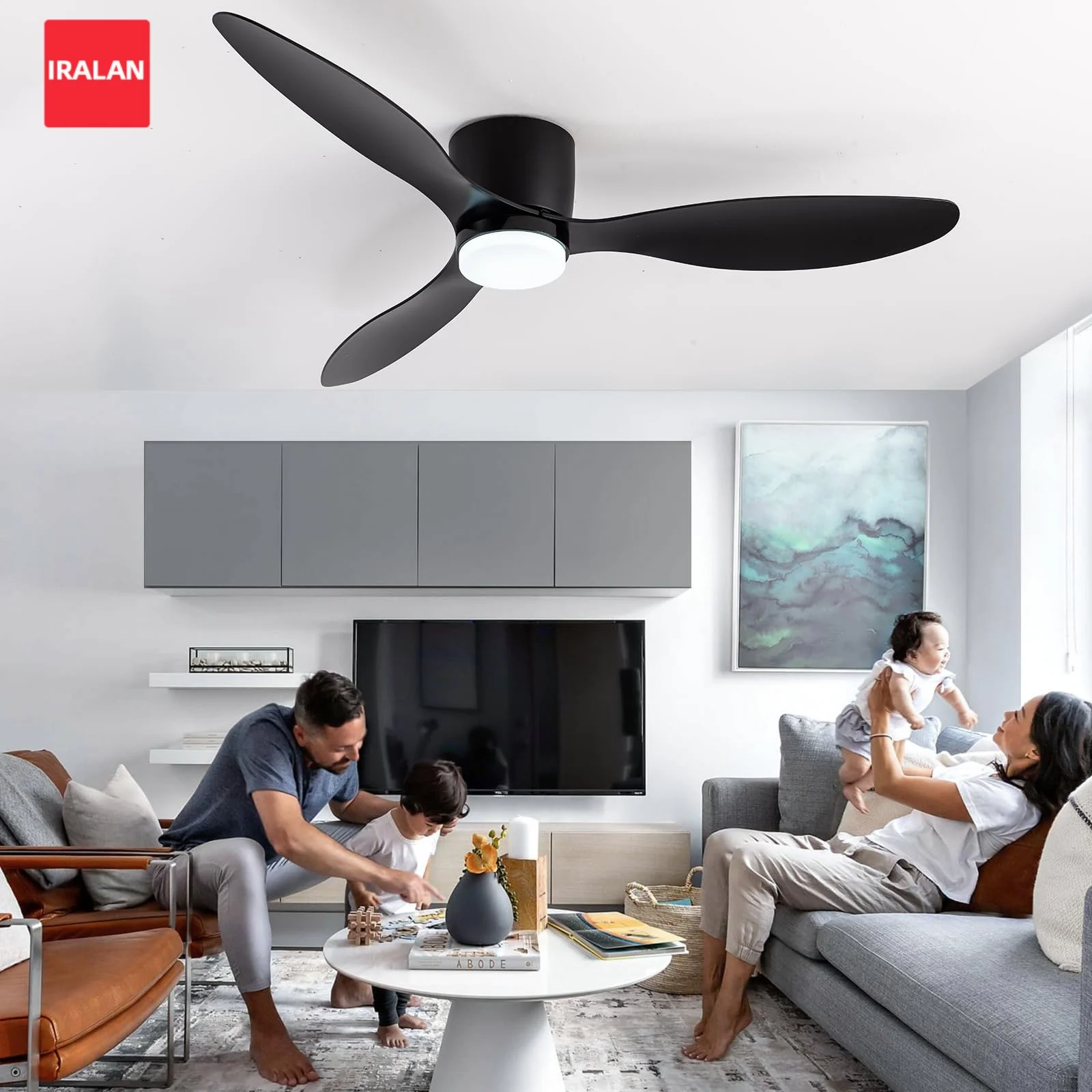 

IRALAN Modern Ceiling Fan Light with Remote Control Low Down Living Room DC Motor Fan 30W Simple Ceiling Fan Lmap Home Fan