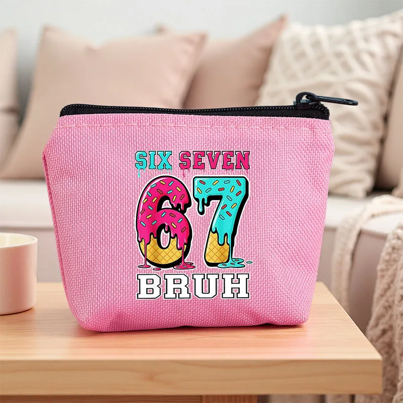 Anime Funny 67 Six Seven Coin Purse Wallet Cartoon Portable Money Coin Storage Bag Cute Mini Card Purse Key Organiser Xmas Gift