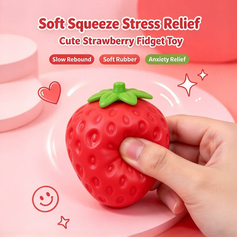 5Pcs Fruit Squeeze Fidget Toy Set Strawberry Pitaya Grape Peanut Color Changing Lemon Slow Rebound Stress Relief Squishy Toys