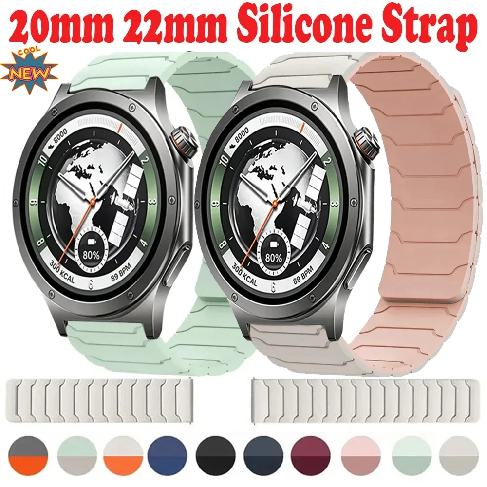 20/22mm Magnetic Silicone Strap for Oneplus Watch 4 3 2R Lite Soft Bracelet for OPPO Watch S X3 X2 X  Amazfit Bip 6 5 Max Correa