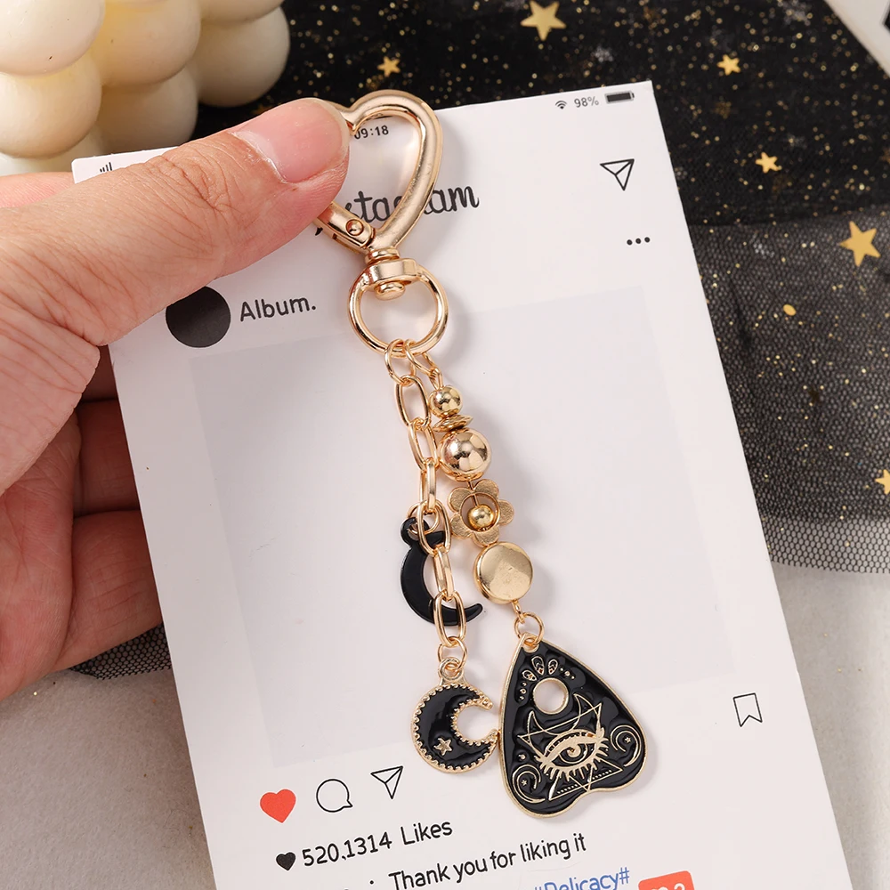 Aihua Steampunk Böser Blick Herz Mond Schlüsselanhänger Cool Ins Schwarze Rose Schlange Schlüsselringe Anhänger Handtaschen-Accessoires Y2K Schmuck Geschenke – Detail 3