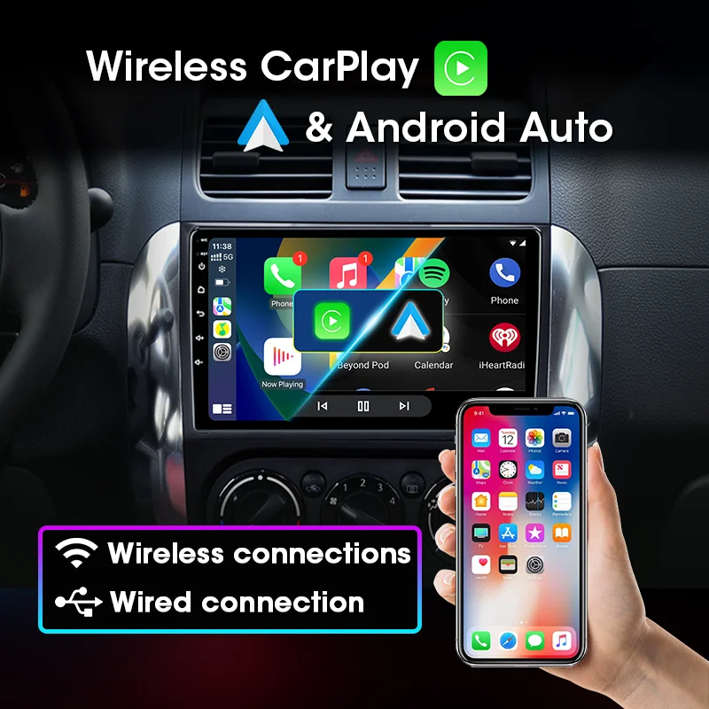 راديو السيارة لسوزوكي SX4 2006-2013 وشركة فيات سيديسي 2005-2014 مشغل وسائط متعددة Carplay أندرويد الملاحة التلقائية 2 Din صوت ستيريو