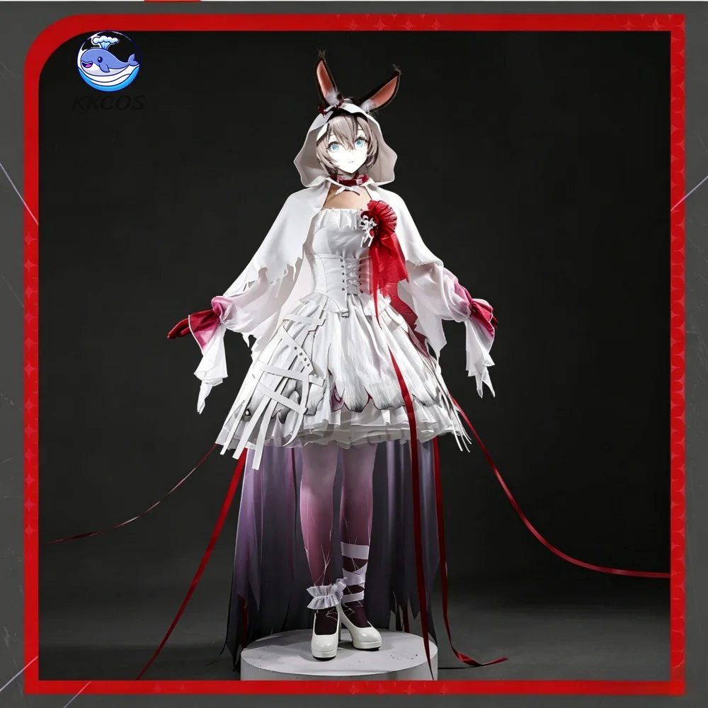 Costume de cosplay KKCos Arknights Amiya Harper's Bazaar Boundless Collection pour femme, robe blanche, tenue de jeu d'anime, jeu de rôle, fête