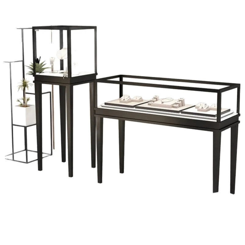 

High-end gold jewelry display jade glasses glass cabinet