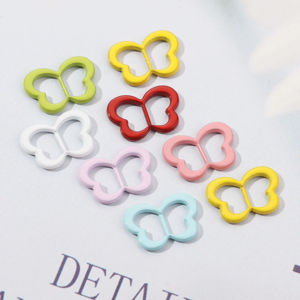 20Pcs Mini Ultra-small Metal Buckle Star/Butterfly Shape Tri-glide Buckle DIY Stuffed Doll Bags Belt Buttons Shoes Accessories