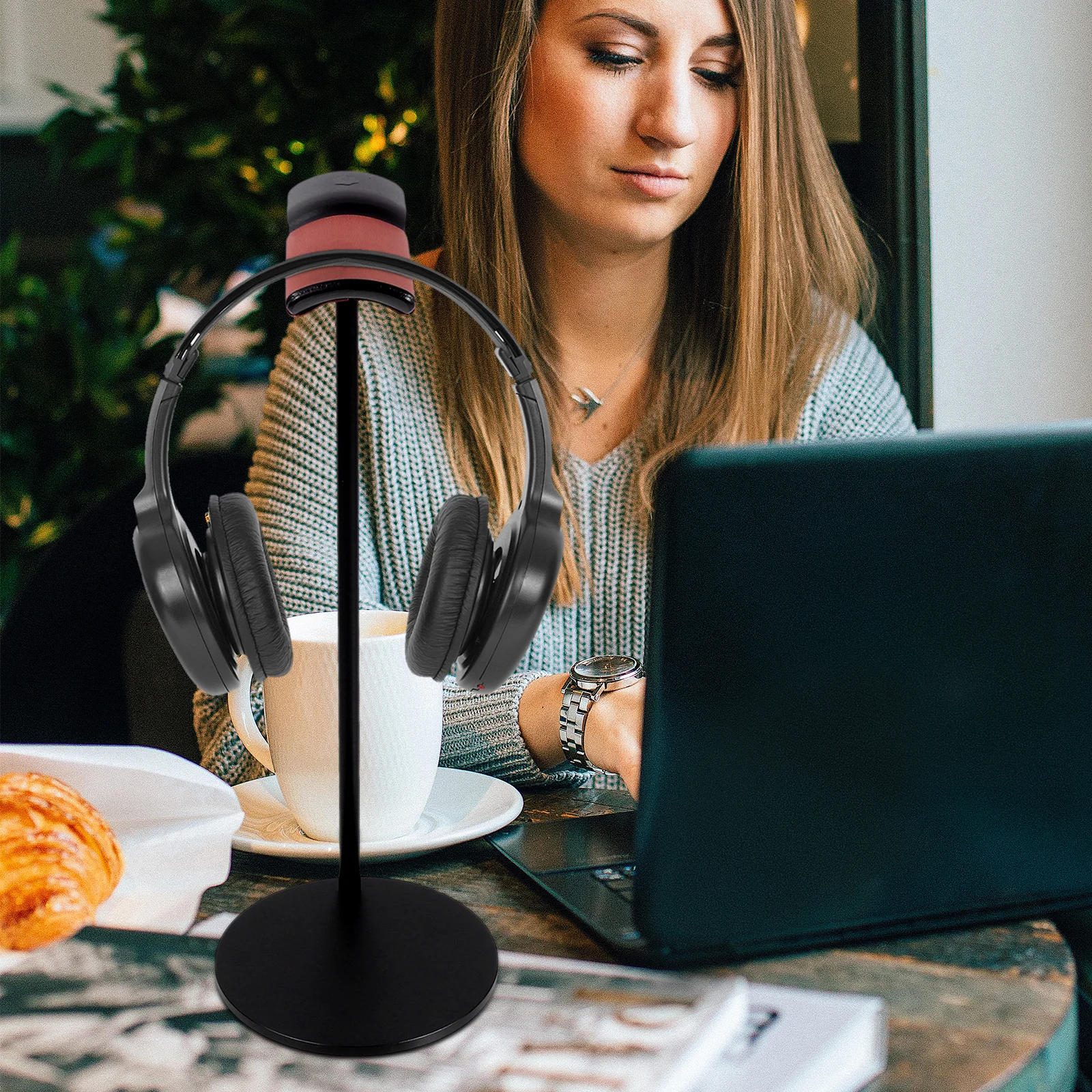 알루미늄 합금 헤드폰 홀더 내마모성 책상 이어폰 스탠드 미끄럼 방지 데스크탑 헤드셋 랙 보관 디스플레이