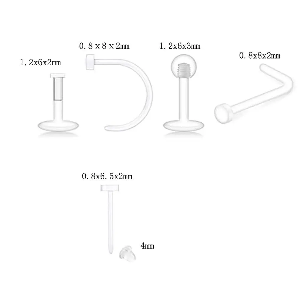 25Pcs Set Clear Piercing Jewelry Retainers Acrylic Piercings Work Surgery Sports Nose Studs Retainer Cartilage Tragus Helix