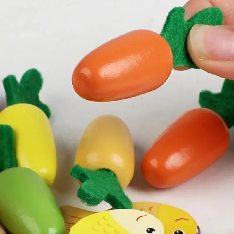 Educatief houten activiteitenspeelgoed voor kinderen Wortel oogsten Magnetisch visspel Speelgoed ontwikkelt hand- en 15UB